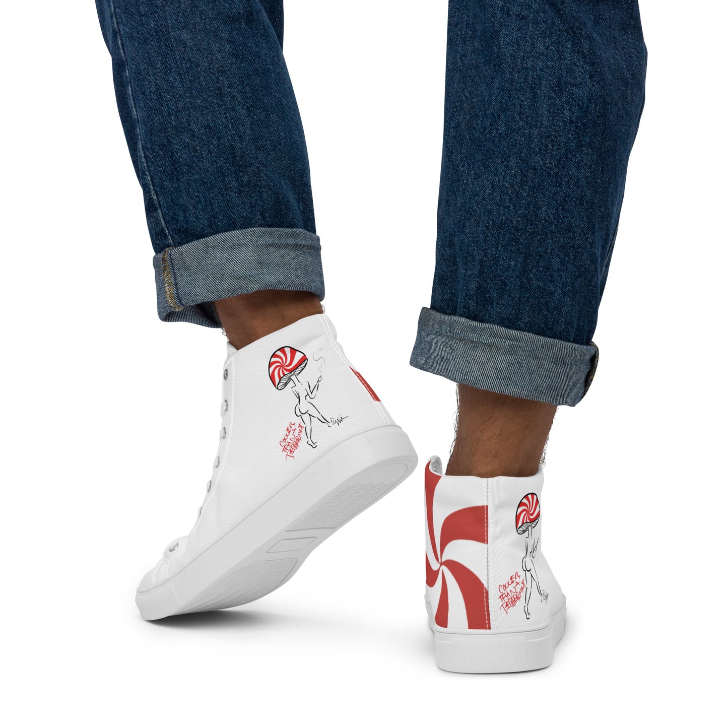 Cooler Than A Peppermint high top canvas shoes (Men Size)