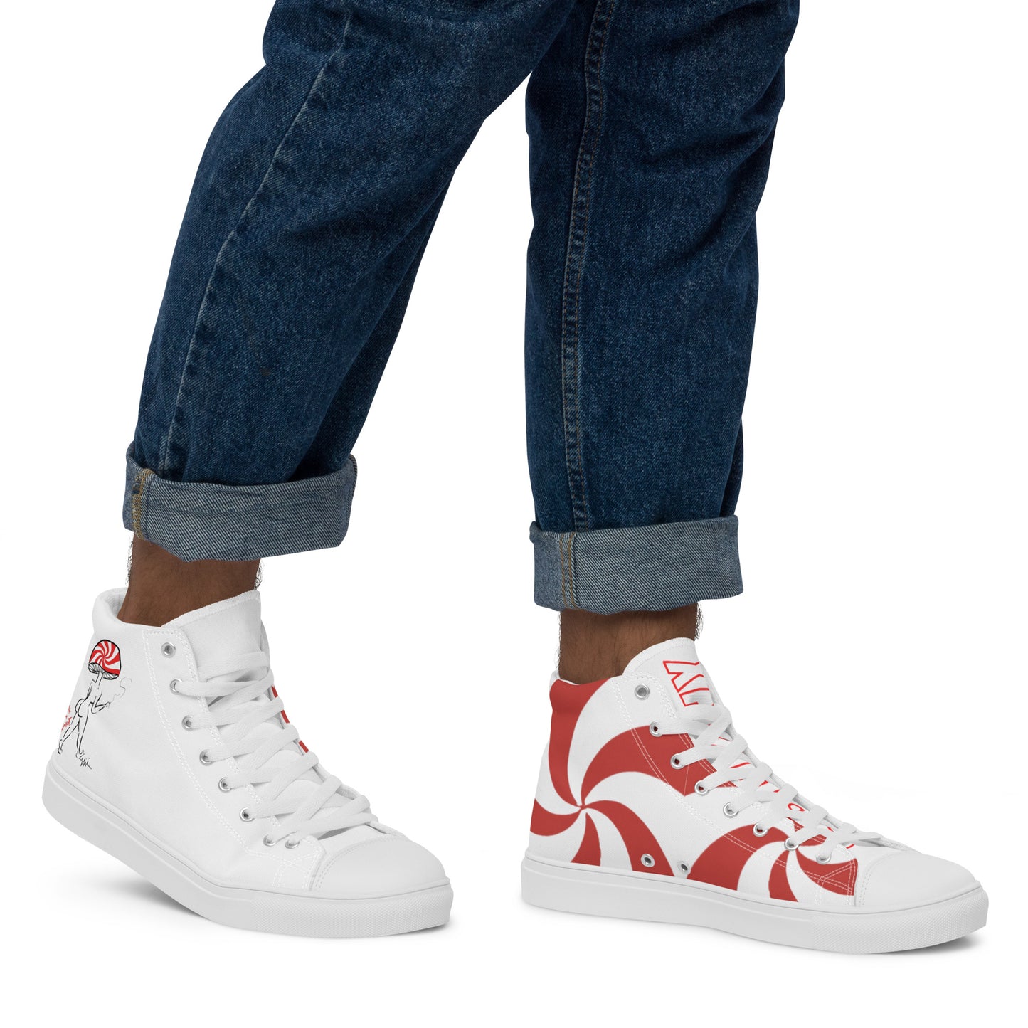 Cooler Than A Peppermint high top canvas shoes (Men Size)